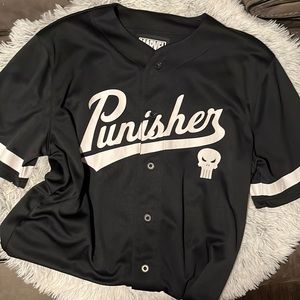 Marvel punisher button up jersey like shirt